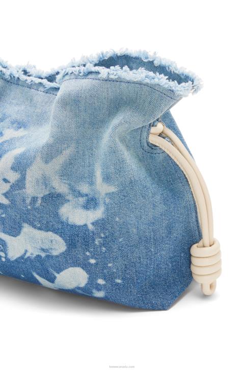 Loewe Flamenco clutch in denim 688V534 Women Light Blue/Ivory