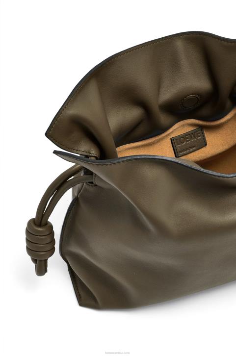 Loewe Flamenco clutch in nappa calfskin 688V359 Women Dark Khaki Green