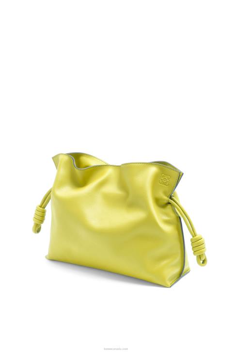 Loewe Flamenco clutch in nappa calfskin 688V608 Women Lime Yellow