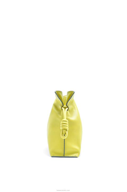 Loewe Flamenco clutch in nappa calfskin 688V608 Women Lime Yellow