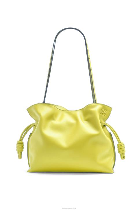 Loewe Flamenco clutch in nappa calfskin 688V608 Women Lime Yellow
