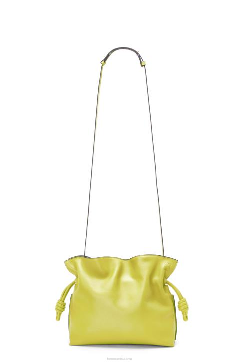 Loewe Flamenco clutch in nappa calfskin 688V608 Women Lime Yellow