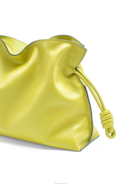 Loewe Flamenco clutch in nappa calfskin 688V608 Women Lime Yellow