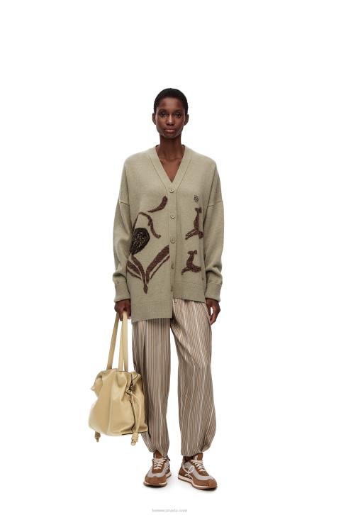 Loewe Large Flamenco clutch in nappa calfskin 688V423 Women Clay Green