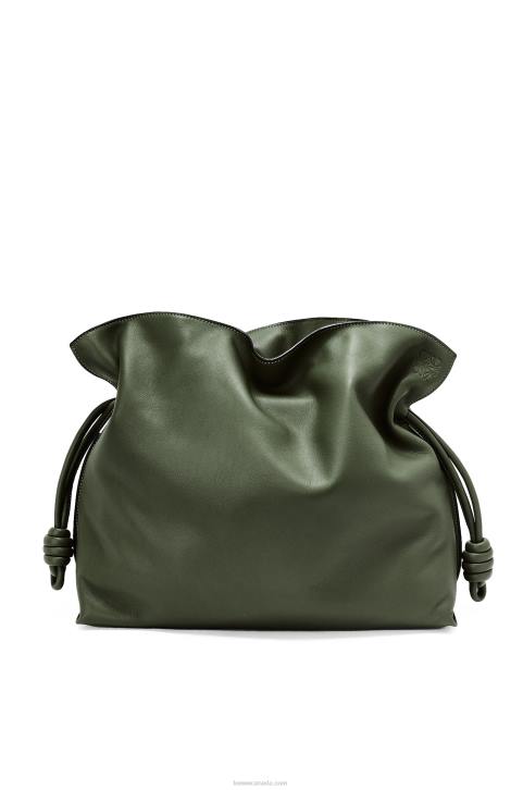 Loewe Large Flamenco clutch in nappa calfskin 688V429 Women Vintage Khaki