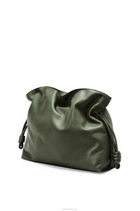 Loewe Large Flamenco clutch in nappa calfskin 688V429 Women Vintage Khaki