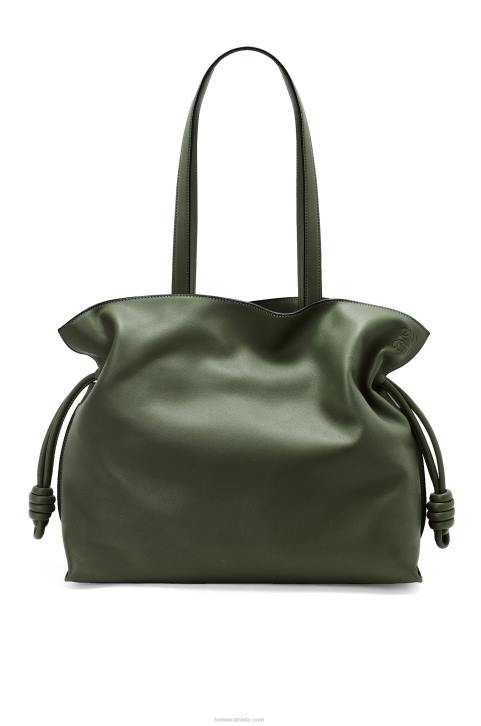 Loewe Large Flamenco clutch in nappa calfskin 688V429 Women Vintage Khaki