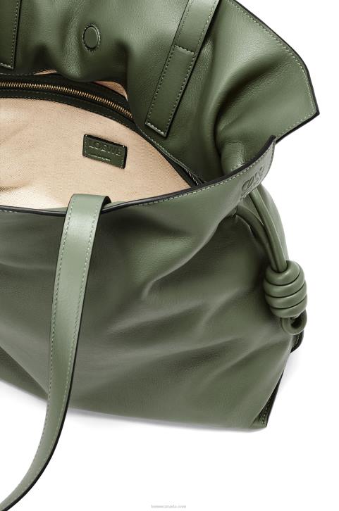 Loewe Large Flamenco clutch in nappa calfskin 688V429 Women Vintage Khaki