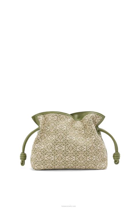 Loewe Mini Flamenco clutch in Anagram jacquard and calfskin 688V291 Women Green/Avocado Green