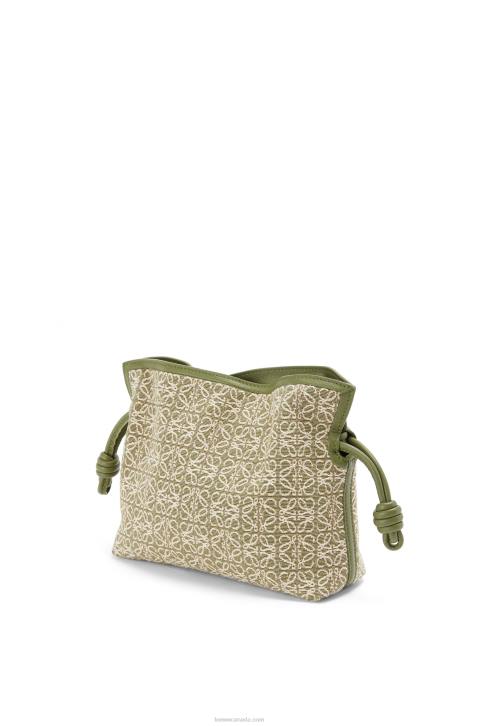 Loewe Mini Flamenco clutch in Anagram jacquard and calfskin 688V291 Women Green/Avocado Green