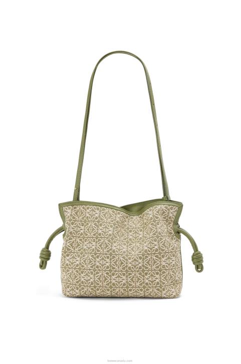 Loewe Mini Flamenco clutch in Anagram jacquard and calfskin 688V291 Women Green/Avocado Green