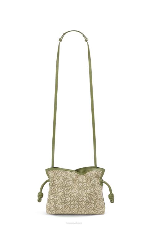 Loewe Mini Flamenco clutch in Anagram jacquard and calfskin 688V291 Women Green/Avocado Green