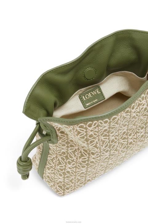 Loewe Mini Flamenco clutch in Anagram jacquard and calfskin 688V291 Women Green/Avocado Green