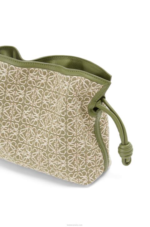 Loewe Mini Flamenco clutch in Anagram jacquard and calfskin 688V291 Women Green/Avocado Green