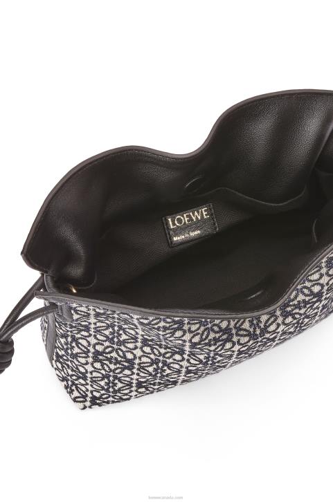 Loewe Mini Flamenco clutch in Anagram jacquard and calfskin 688V292 Women Navy/Black