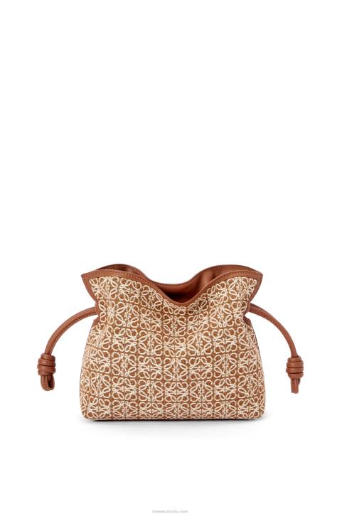 Loewe Mini Flamenco clutch in Anagram jacquard and calfskin 688V310 Women Tan/Pecan