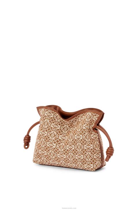 Loewe Mini Flamenco clutch in Anagram jacquard and calfskin 688V310 Women Tan/Pecan