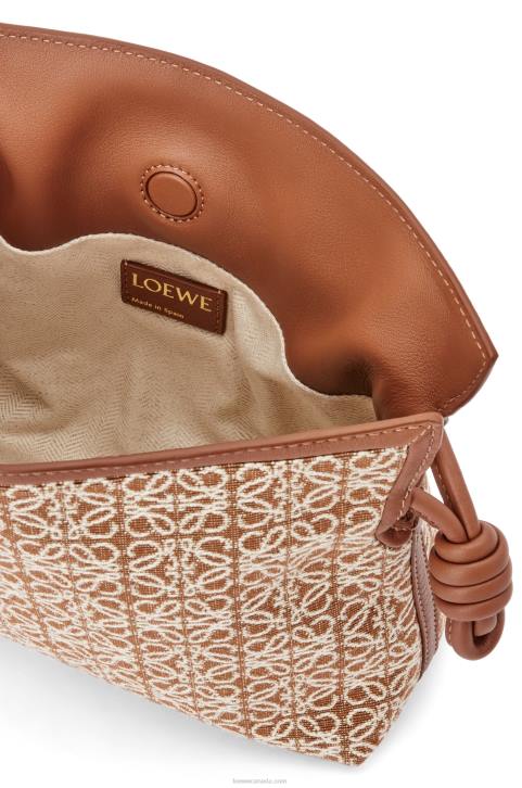 Loewe Mini Flamenco clutch in Anagram jacquard and calfskin 688V310 Women Tan/Pecan