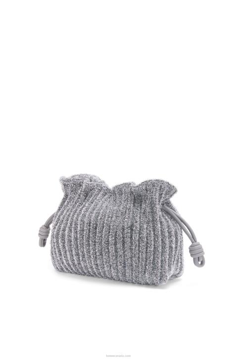 Loewe Mini Flamenco clutch in lurex textile 688V561 Women Silver