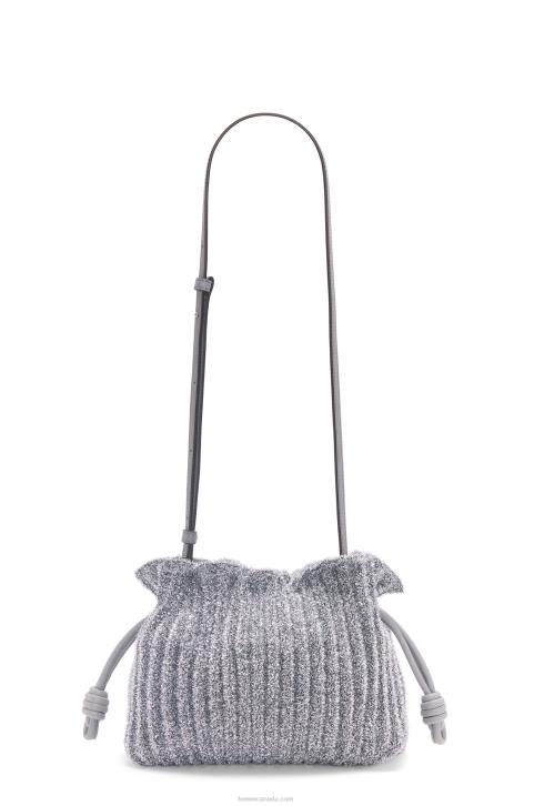 Loewe Mini Flamenco clutch in lurex textile 688V561 Women Silver