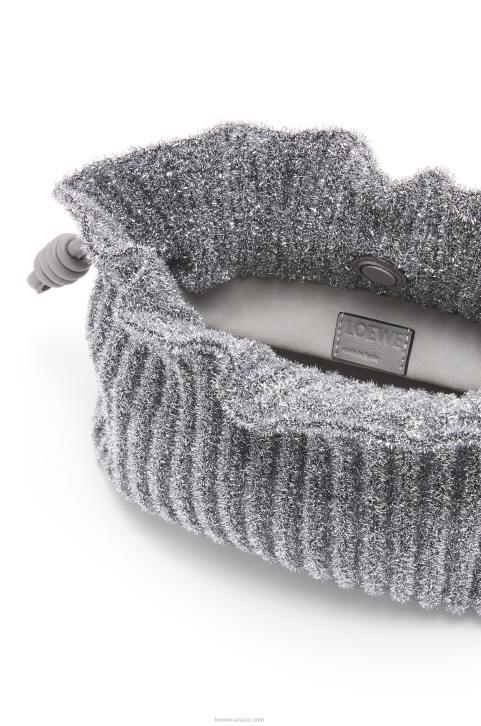 Loewe Mini Flamenco clutch in lurex textile 688V561 Women Silver