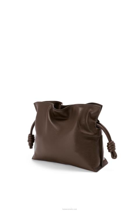 Loewe Mini Flamenco clutch in nappa calfskin 688V555 Women Chocolate