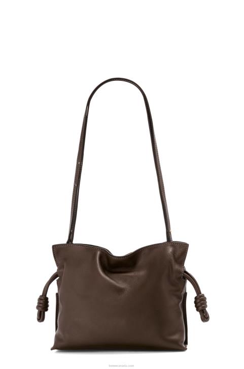 Loewe Mini Flamenco clutch in nappa calfskin 688V555 Women Chocolate