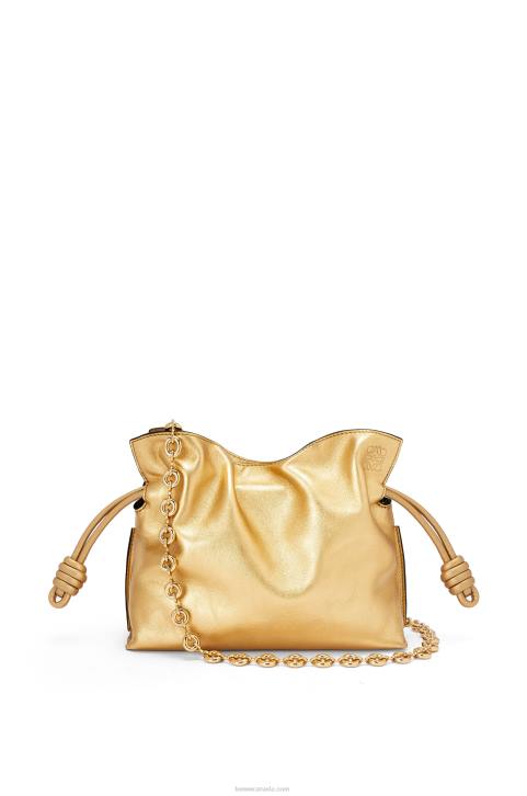 Loewe Mini Flamenco clutch in nappa calfskin with chain 688V333 Women Gold