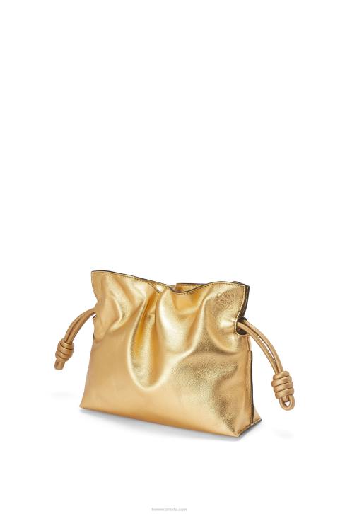 Loewe Mini Flamenco clutch in nappa calfskin with chain 688V333 Women Gold