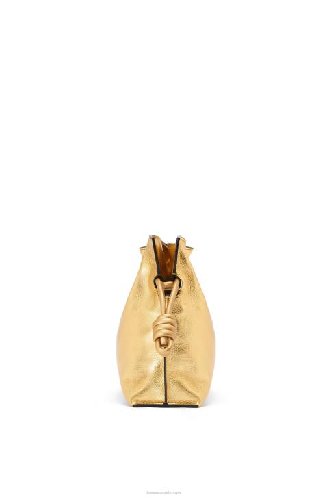 Loewe Mini Flamenco clutch in nappa calfskin with chain 688V333 Women Gold