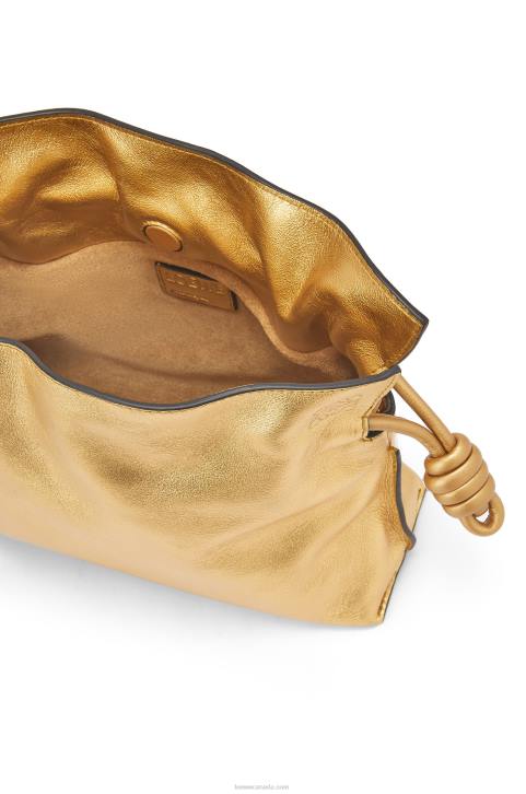 Loewe Mini Flamenco clutch in nappa calfskin with chain 688V333 Women Gold