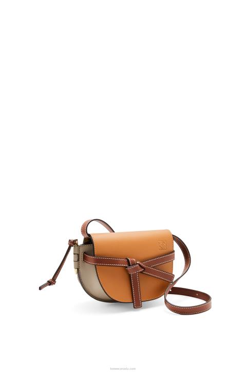 Loewe Mini Gate Dual bag in soft calfskin 688V238 Women Amber/Light Grey/Rust Colour
