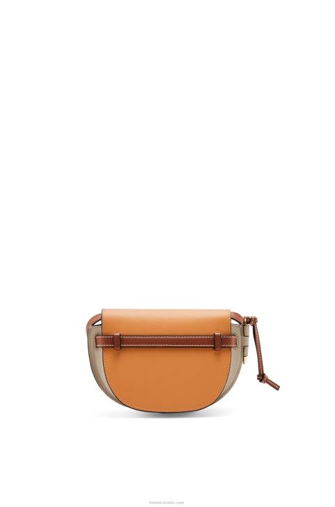Loewe Mini Gate Dual bag in soft calfskin 688V238 Women Amber/Light Grey/Rust Colour