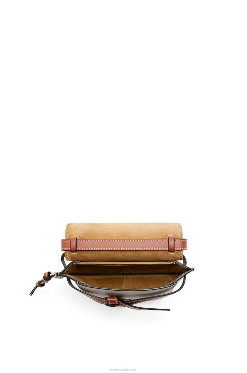 Loewe Mini Gate Dual bag in soft calfskin 688V238 Women Amber/Light Grey/Rust Colour