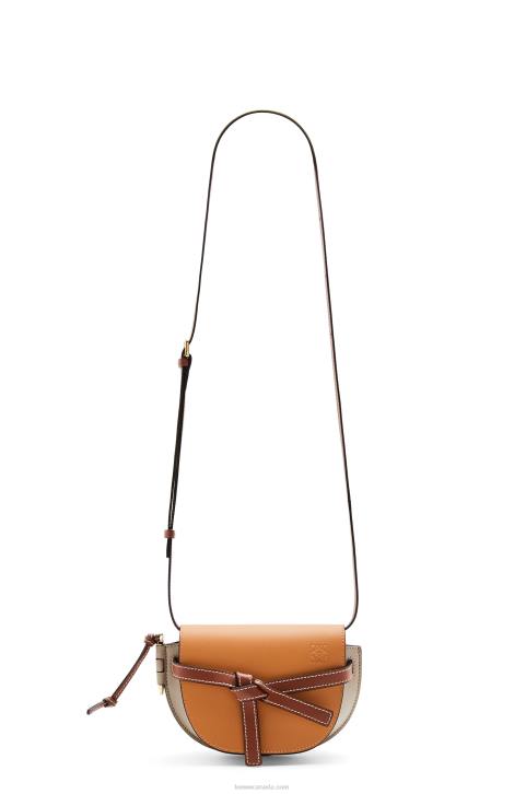 Loewe Mini Gate Dual bag in soft calfskin 688V238 Women Amber/Light Grey/Rust Colour