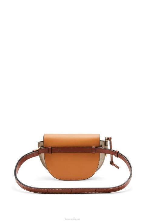 Loewe Mini Gate Dual bag in soft calfskin 688V238 Women Amber/Light Grey/Rust Colour