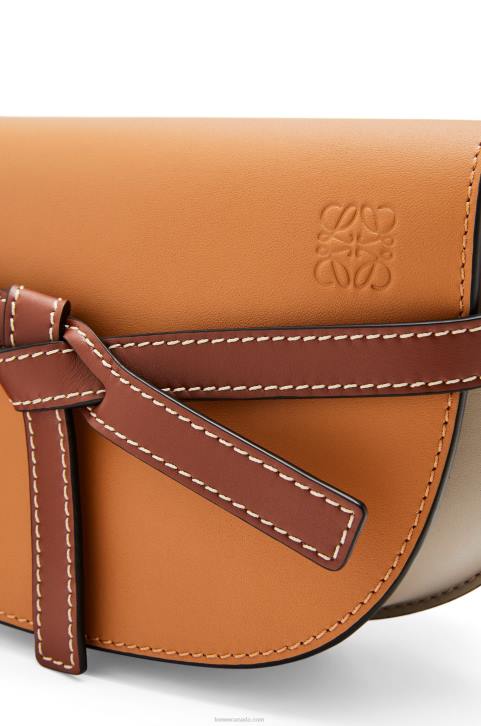 Loewe Mini Gate Dual bag in soft calfskin 688V238 Women Amber/Light Grey/Rust Colour