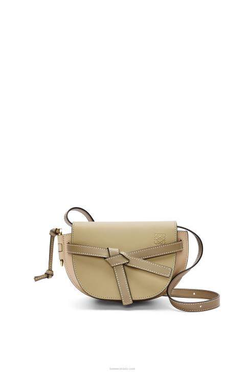 Loewe Mini Gate Dual bag in soft calfskin 688V240 Women Clay Green/Dusty Beige