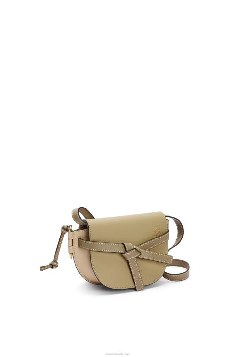 Loewe Mini Gate Dual bag in soft calfskin 688V240 Women Clay Green/Dusty Beige