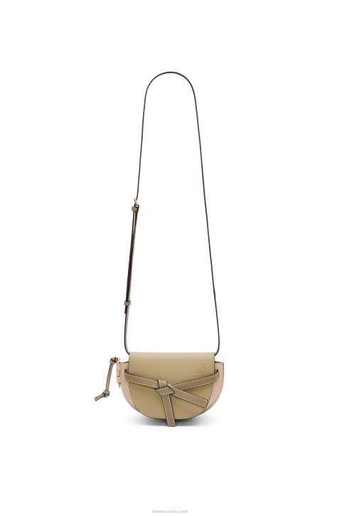 Loewe Mini Gate Dual bag in soft calfskin 688V240 Women Clay Green/Dusty Beige