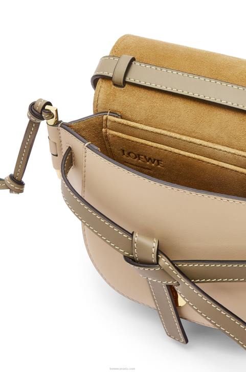 Loewe Mini Gate Dual bag in soft calfskin 688V240 Women Clay Green/Dusty Beige