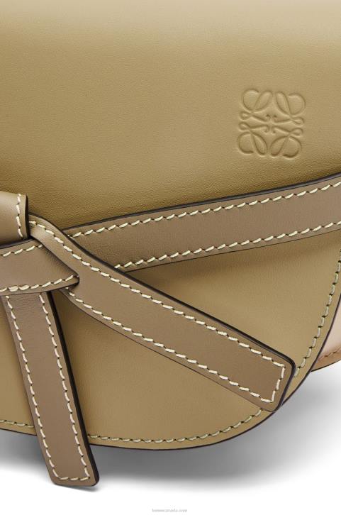 Loewe Mini Gate Dual bag in soft calfskin 688V240 Women Clay Green/Dusty Beige