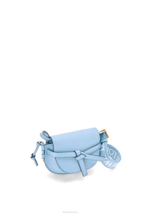 Loewe Mini Gate Dual bag in soft calfskin and jacquard 688V194 Women Dusty Blue