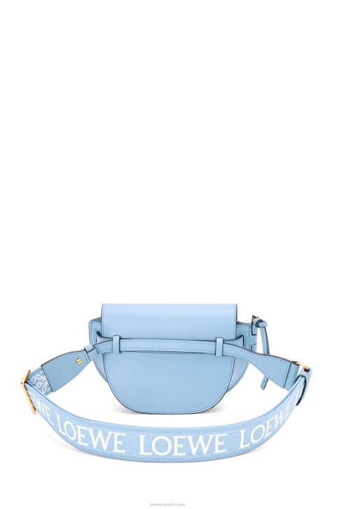 Loewe Mini Gate Dual bag in soft calfskin and jacquard 688V194 Women Dusty Blue