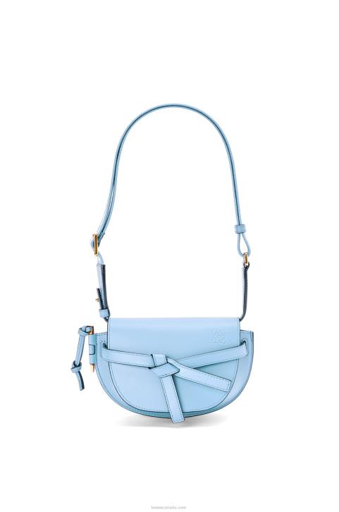 Loewe Mini Gate Dual bag in soft calfskin and jacquard 688V194 Women Dusty Blue