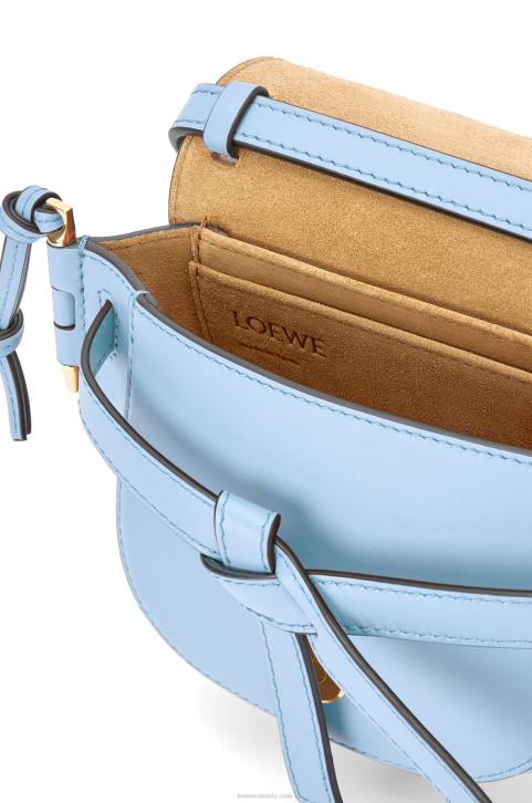 Loewe Mini Gate Dual bag in soft calfskin and jacquard 688V194 Women Dusty Blue