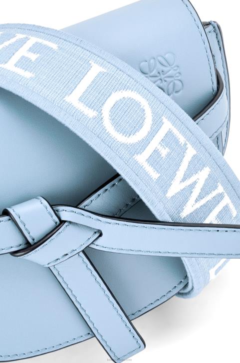 Loewe Mini Gate Dual bag in soft calfskin and jacquard 688V194 Women Dusty Blue