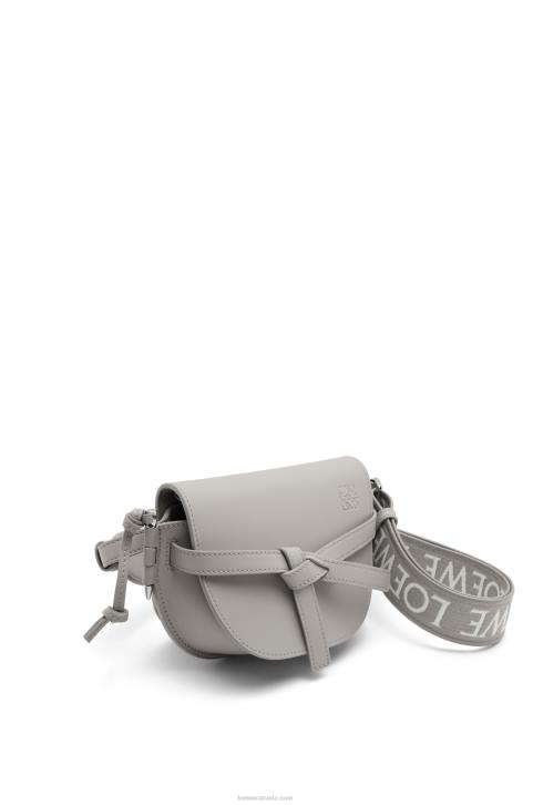 Loewe Mini Gate Dual bag in soft calfskin and jacquard 688V195 Women Pearl Grey