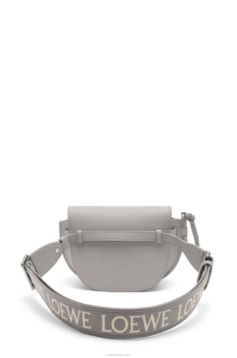 Loewe Mini Gate Dual bag in soft calfskin and jacquard 688V195 Women Pearl Grey