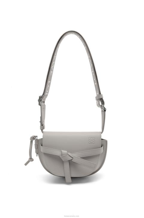 Loewe Mini Gate Dual bag in soft calfskin and jacquard 688V195 Women Pearl Grey
